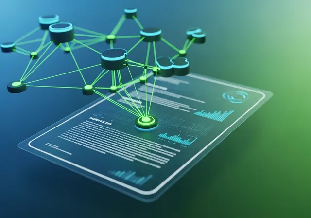 Abstract visualization of AI assisting with municipal document writing